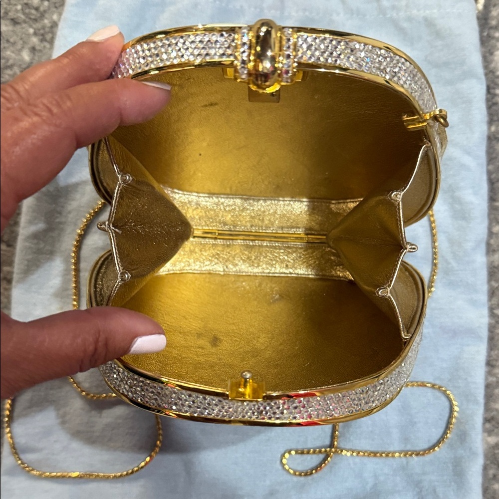 Vintage Judith Leiber Swarovski Crystal-Embellished Silver and Gold Clutch - Picture 4 of 8